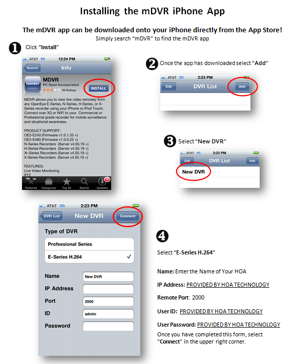 Installing the mDVR iPhone App