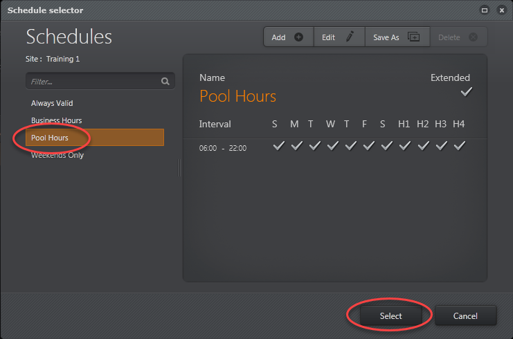 Schedule Selector