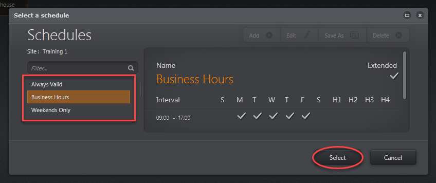 Select a Schedule